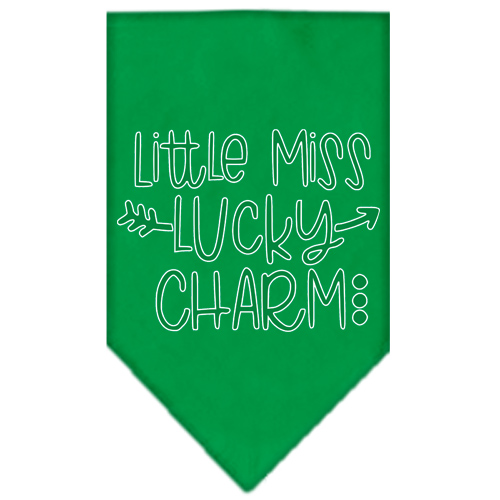 Little Miss Lucky Charm Screen Print Bandana Emerald Green Large